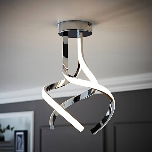 Chrome twirl ceiling - ceiling, light
