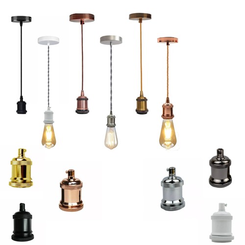 Vintage brass e27 - brass, pendant