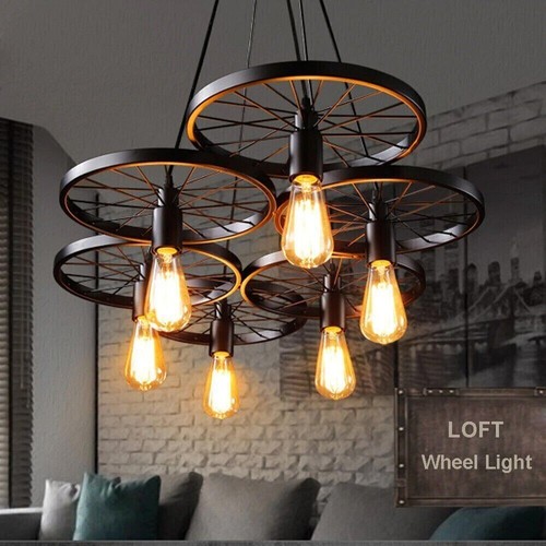Vintage wheel pendant light - vintage,
